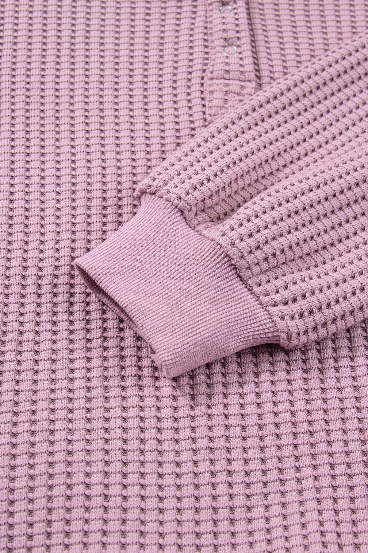 Solid Textured Knit Snap Button Collar Top