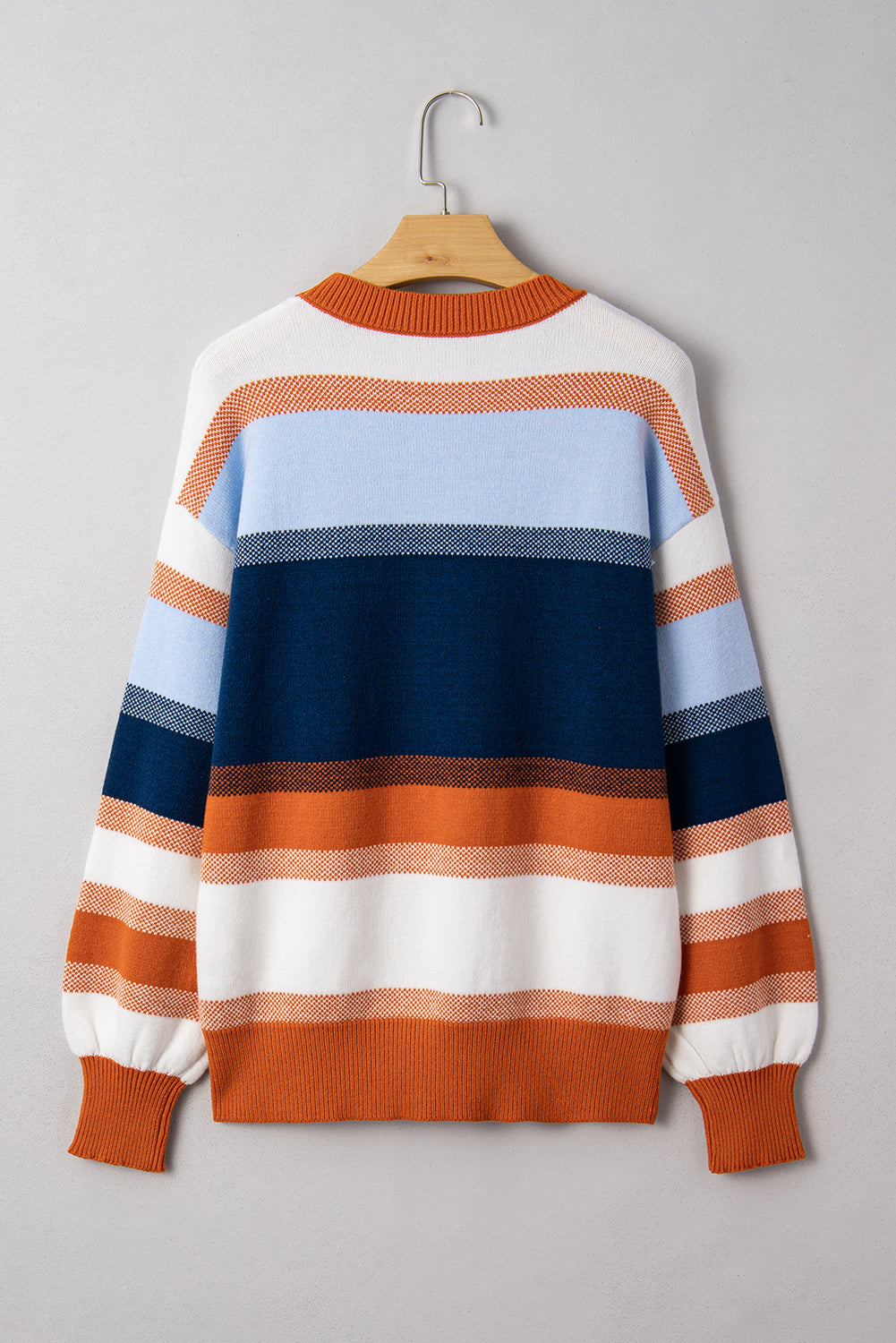Colorblock Round Neck Long Sleeve Sweater