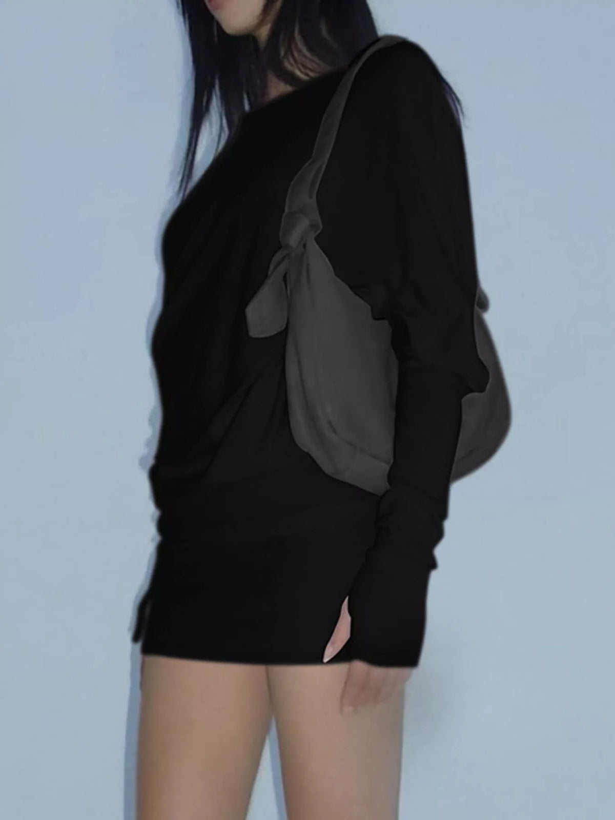One Shoulder Knit Mini Dress