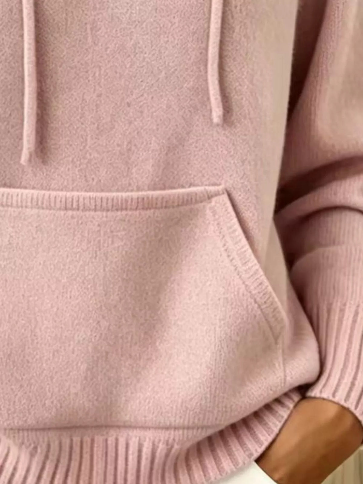 Full Size Drawstring Kangaroo Pocket Hooded Sweater Plus Size