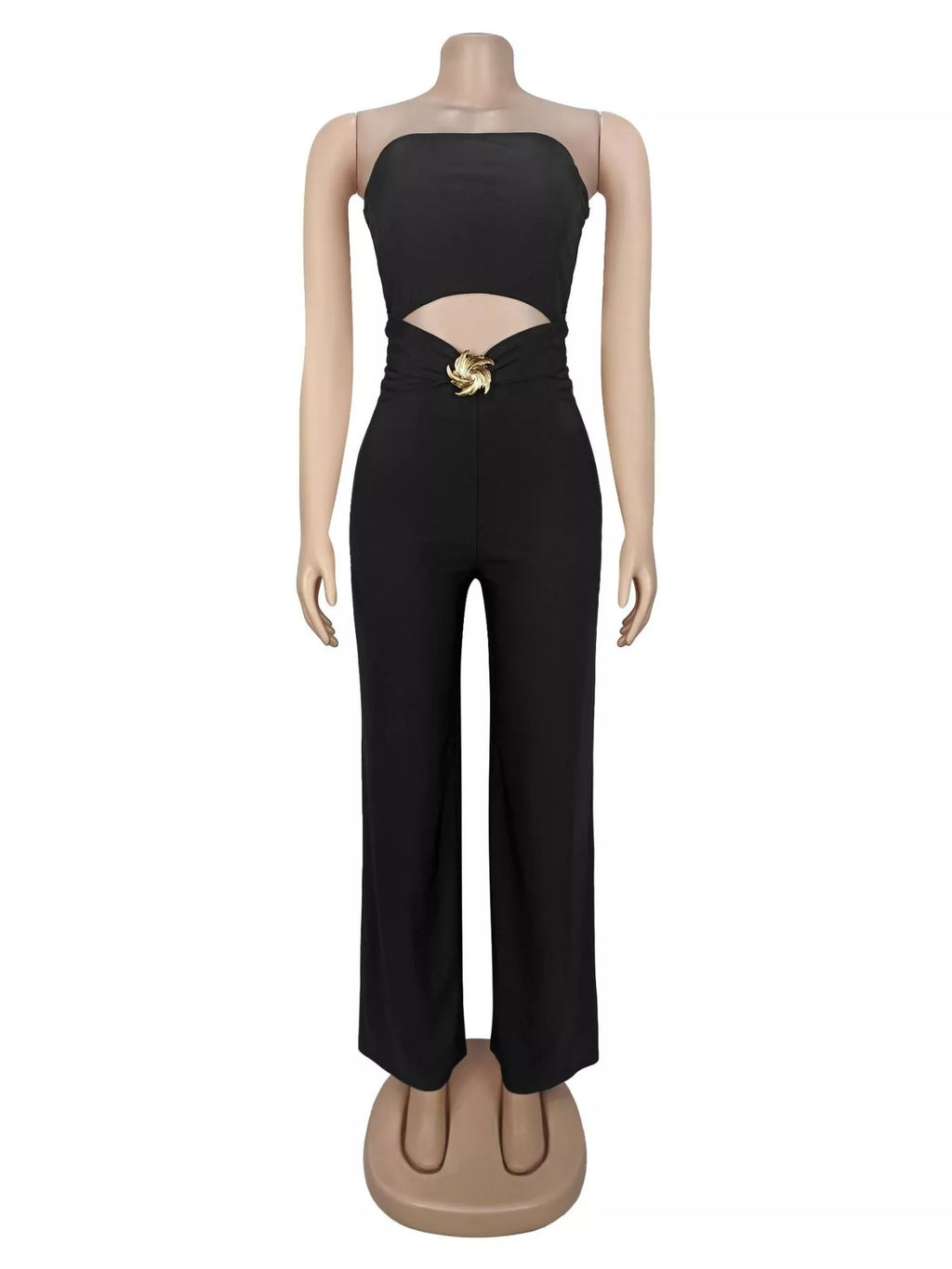 Strapless Cut-out Wide-Leg Jumpsuit