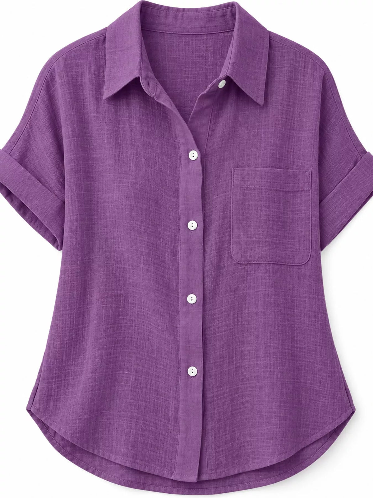 Full Size Button Up Short Sleeve Shirt Plus Size