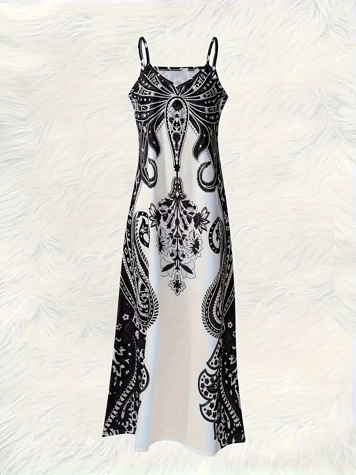 Printed Spaghetti Strap Maxi Dress