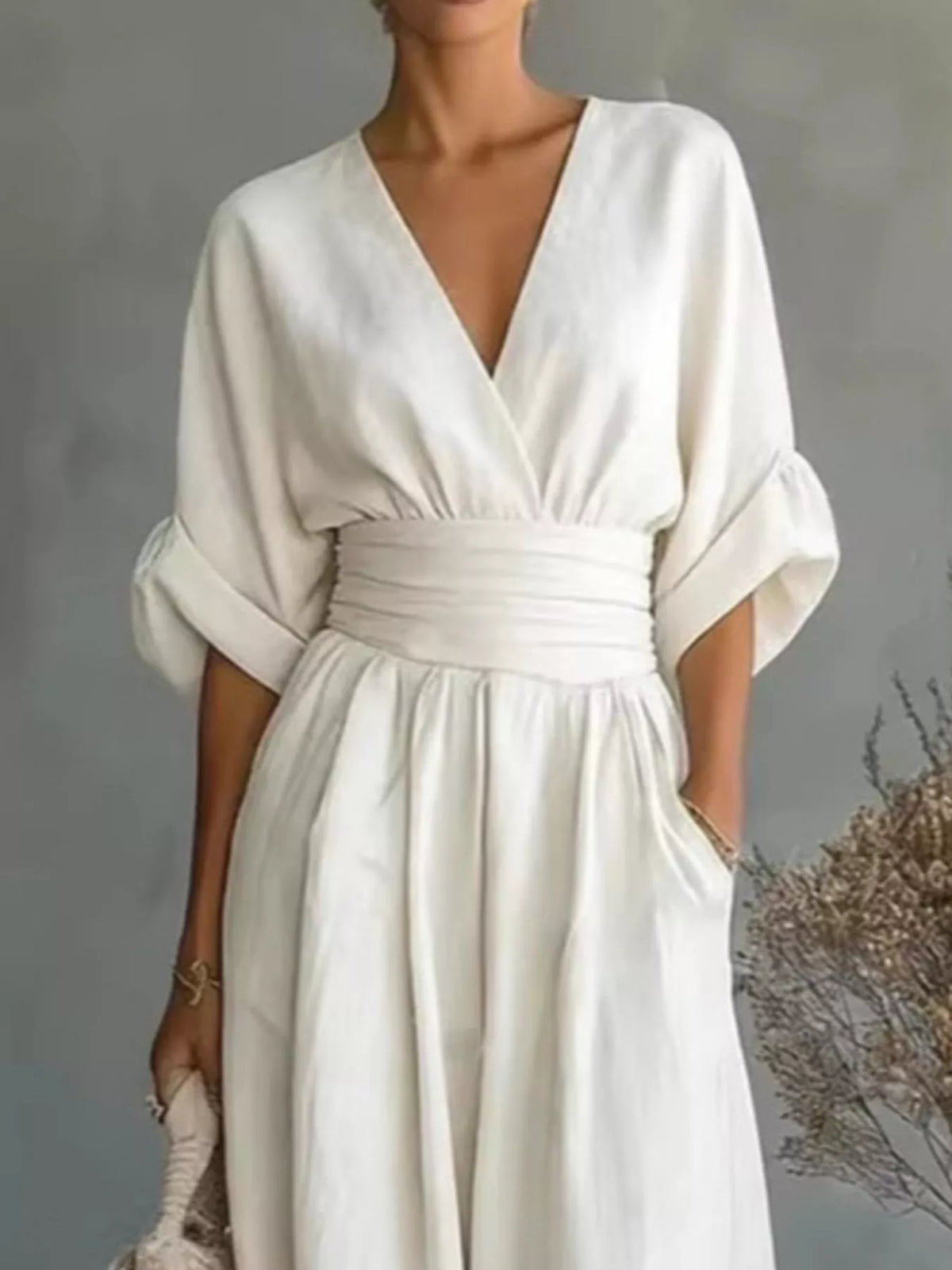 Full Size Half Sleeve Wide-Leg Jumpsuit Plus Size