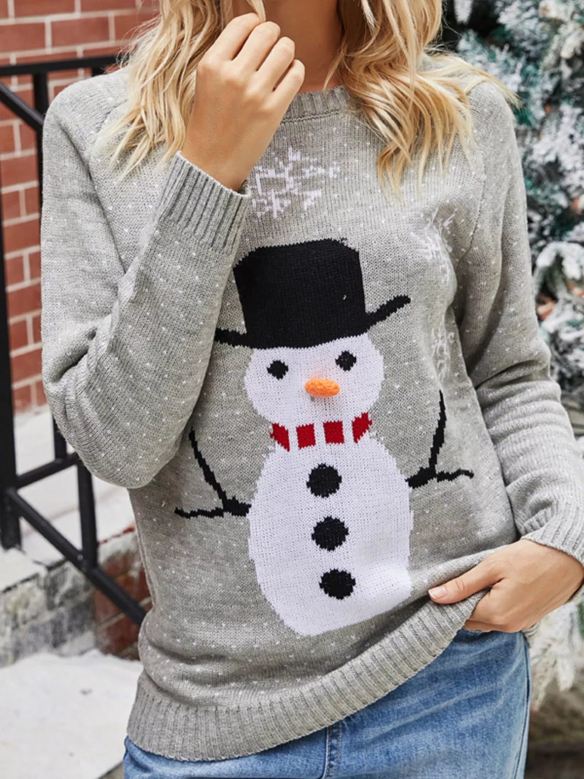 Snowman Graphic Raglan Sleeve Sweater
