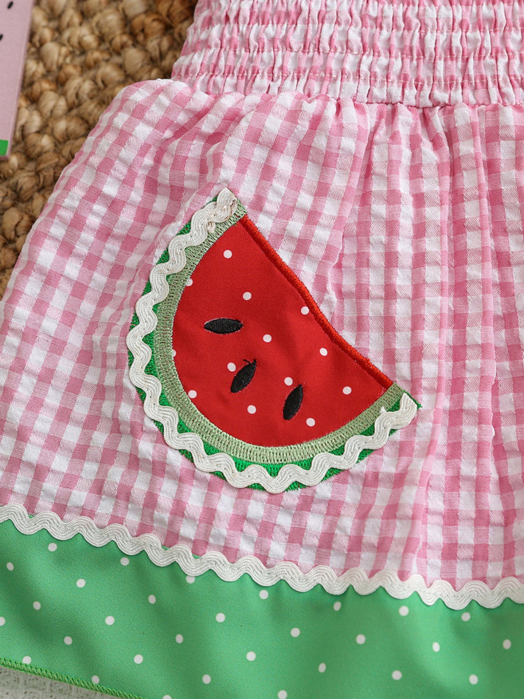 Children's Watermelon Gingham Smocked Dress