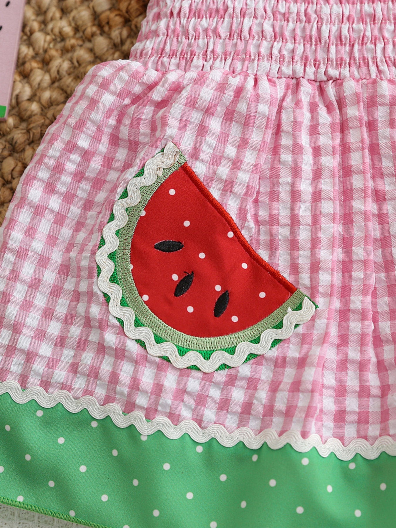 Children's Watermelon Gingham Smocked Dress