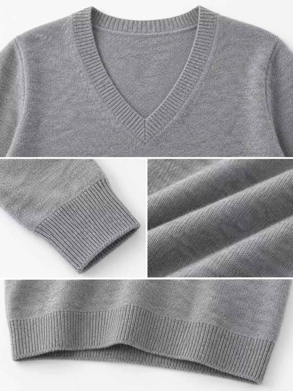 V-Neck Solid Color Sweater