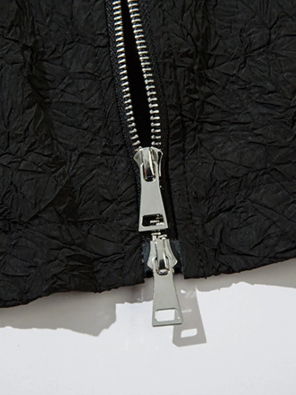 Textured Bomber Collared Neck Zip Up Jacket