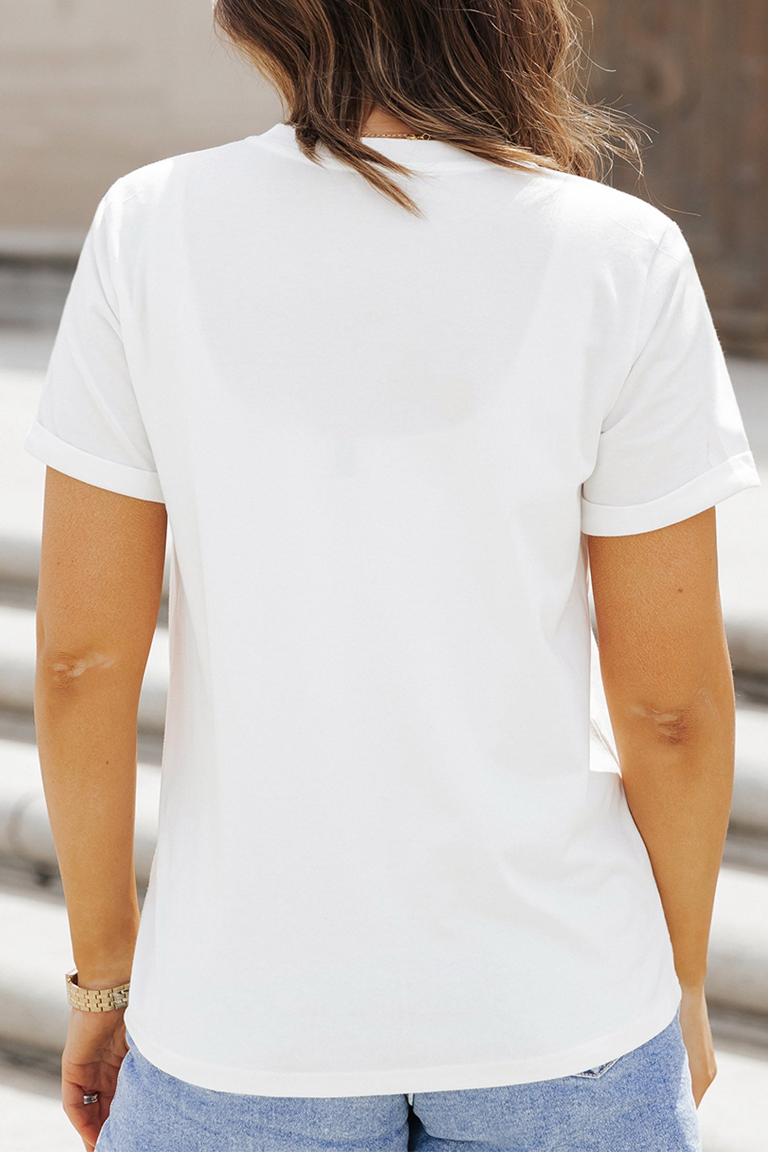 White Patriotic Patchwork Print Duck Graphic Tee