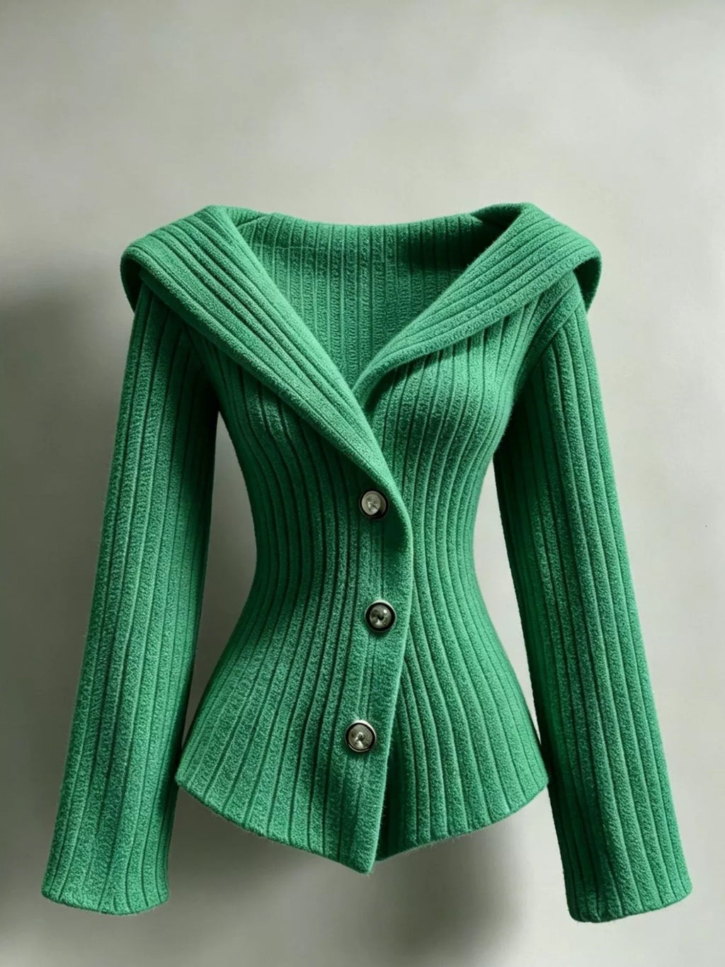 Full Size Ribbed Knit Button-Down Front Cardigan Plus Size