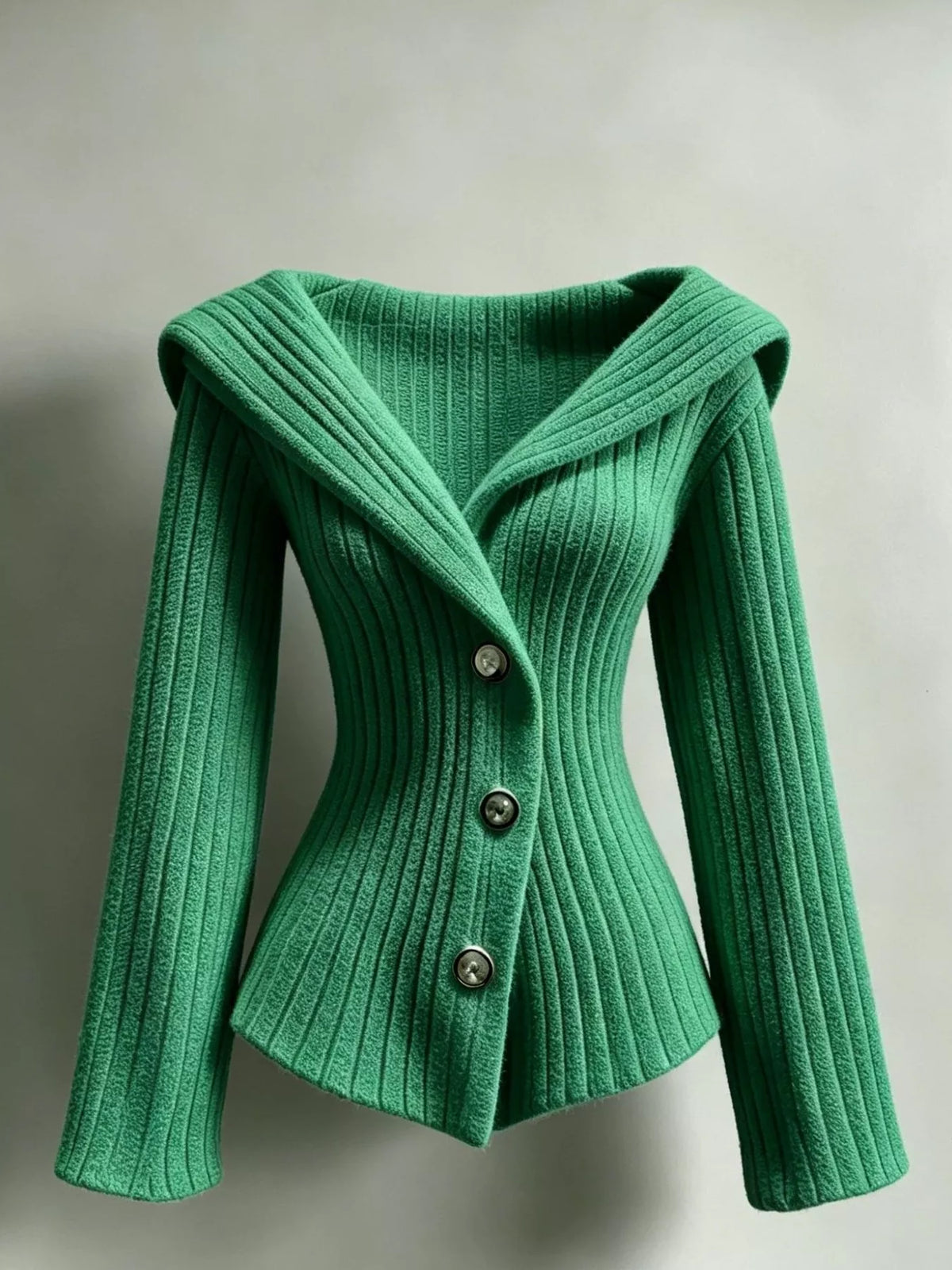 Full Size Ribbed Knit Button-Down Front Cardigan Plus Size