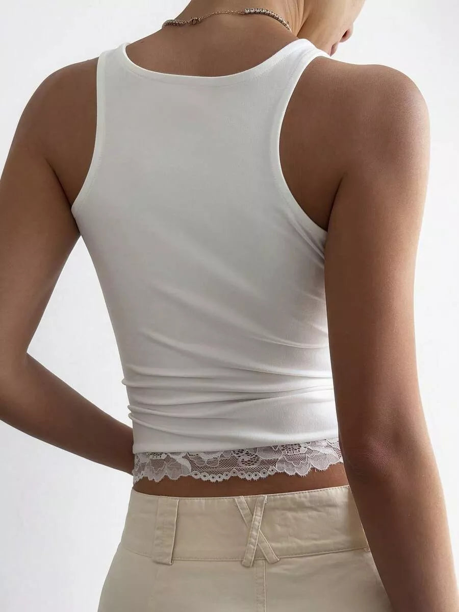 Lace Detail Wide Strap Tank