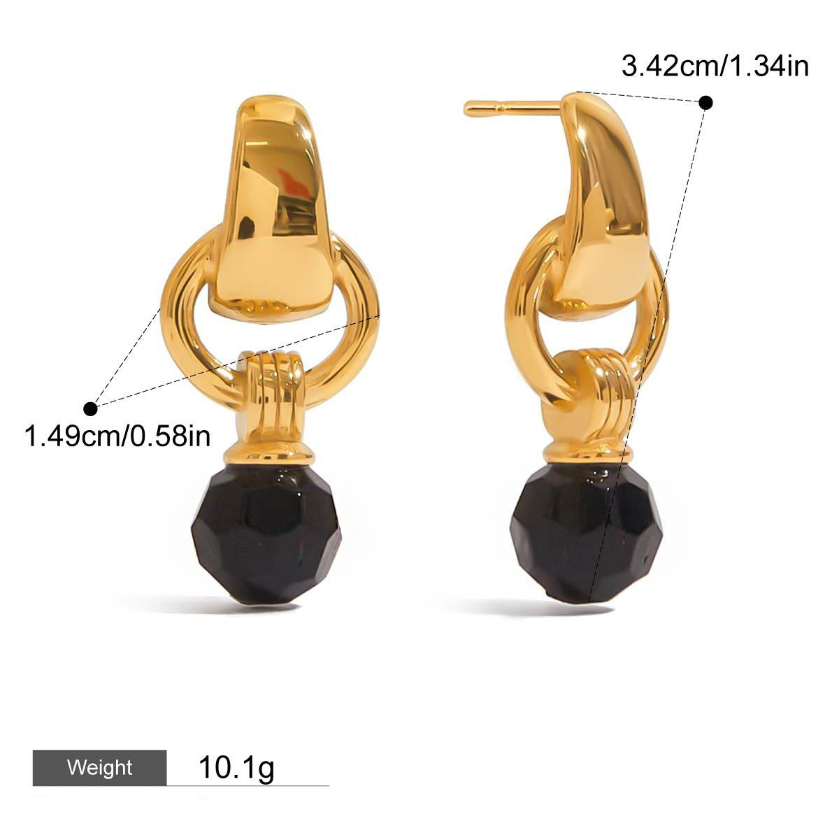 18K gold multi-faceted gemstone pendant design light luxury noble earrings