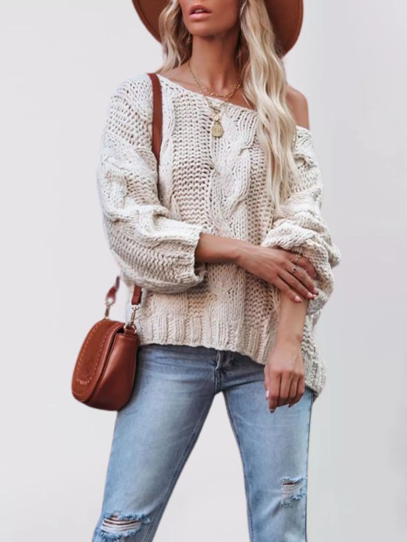 Chunky Cable Knit Long Sleeve Sweater