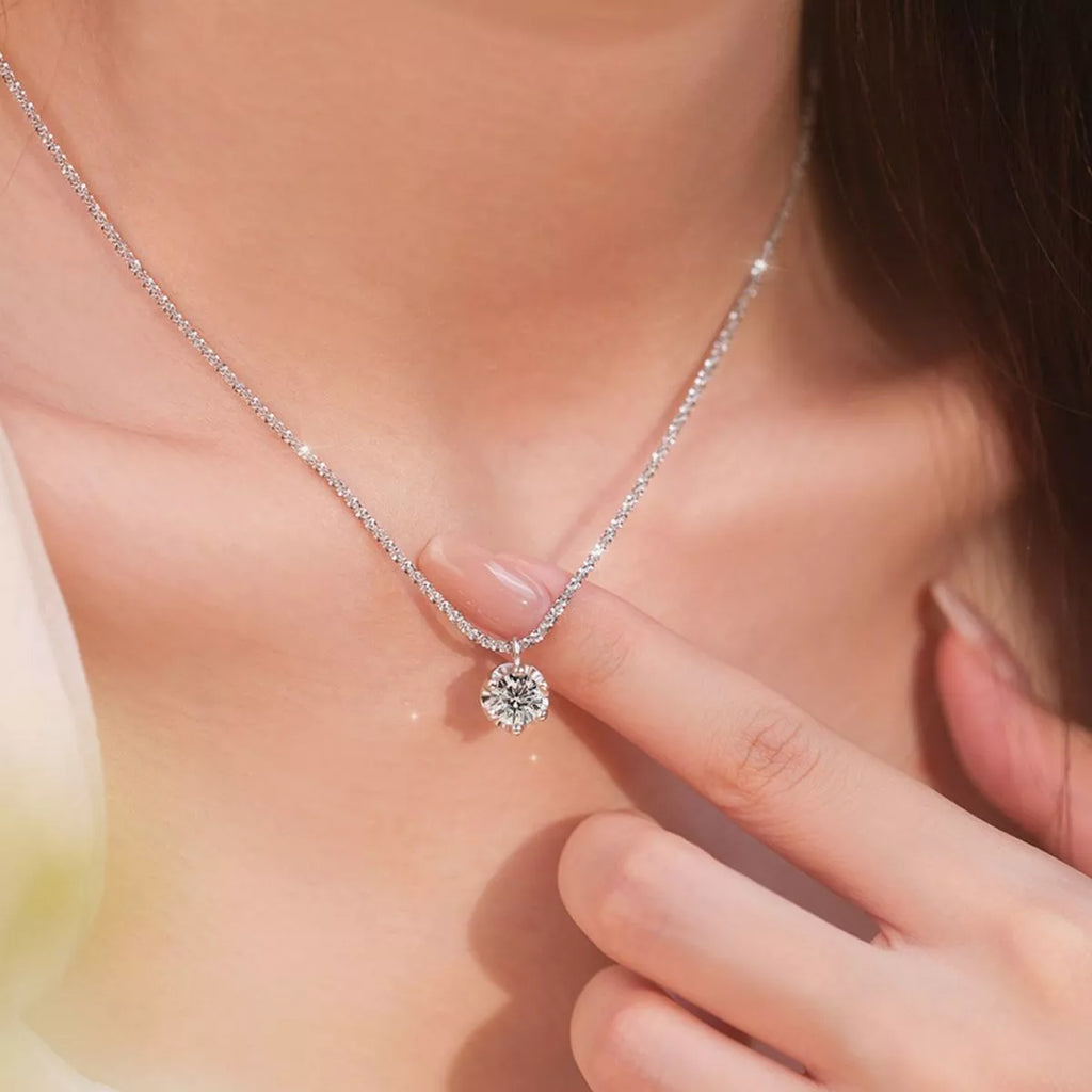 1 Carat Moissanite 925 Sterling Silver Necklace