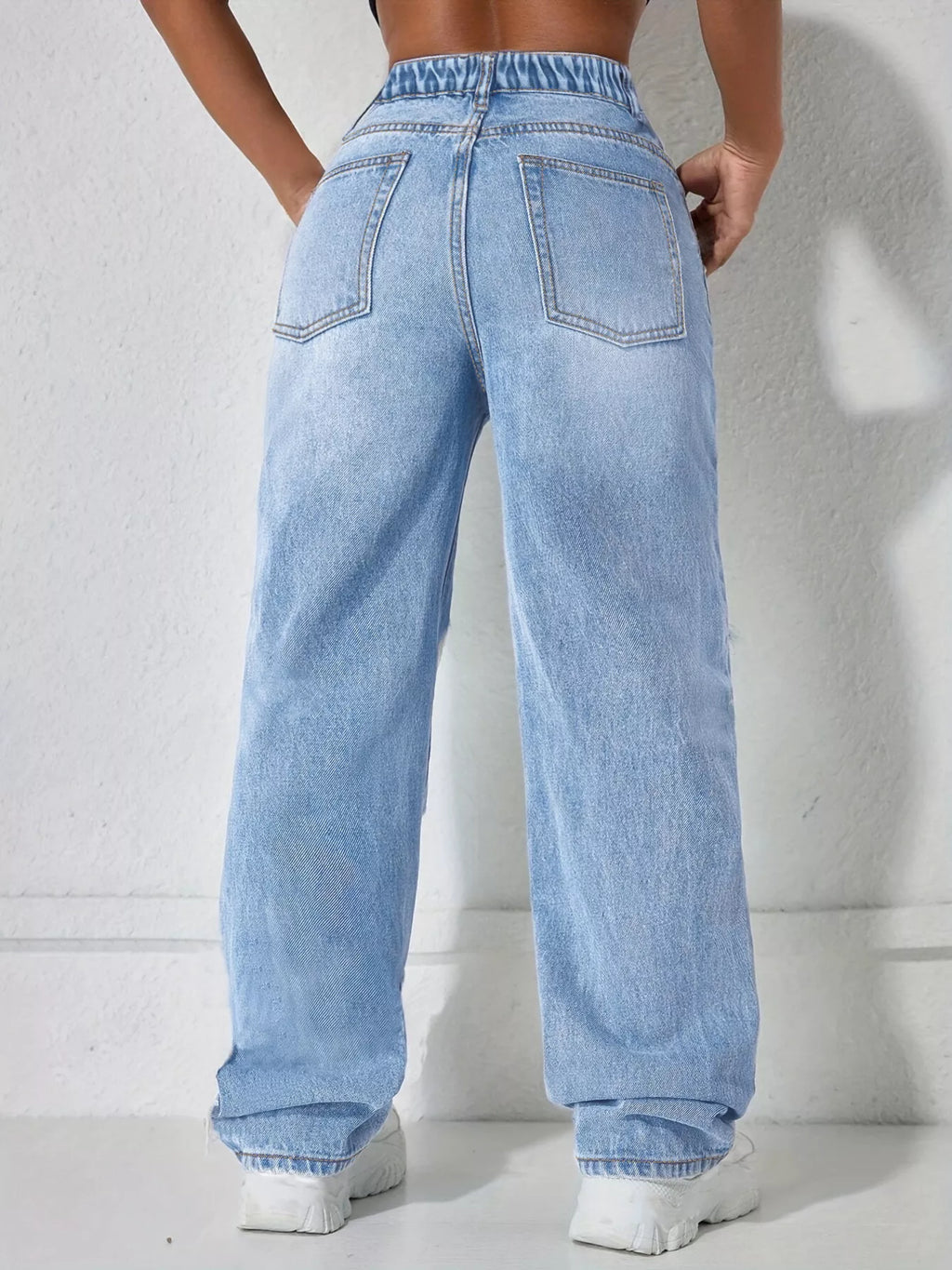 Distressed Wide Leg Jeans