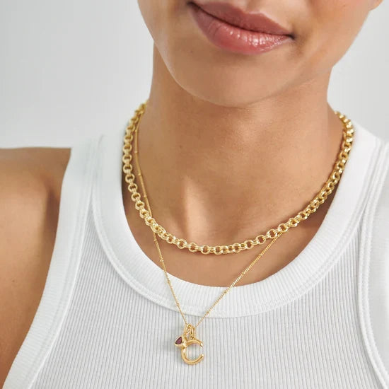 18K gold letters with birthstone design exquisite dazzling necklace
