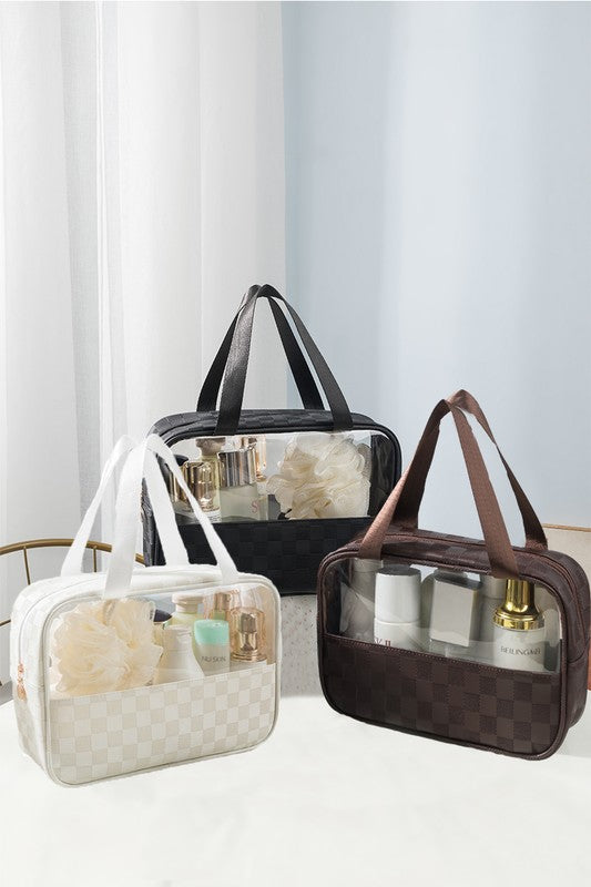 Checkered Pattern Travel Clear Bag