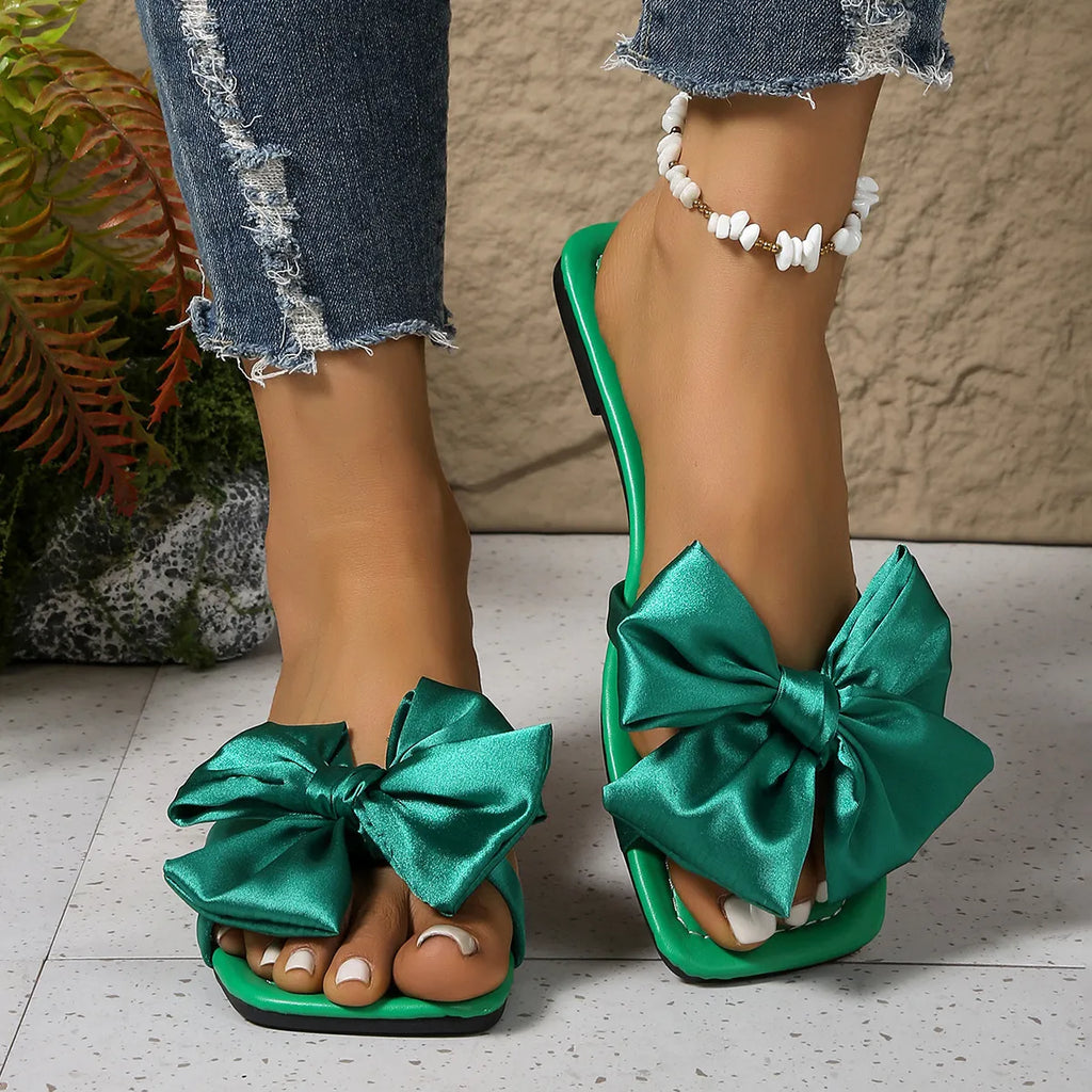 Bow Open Toe Flats Sandals