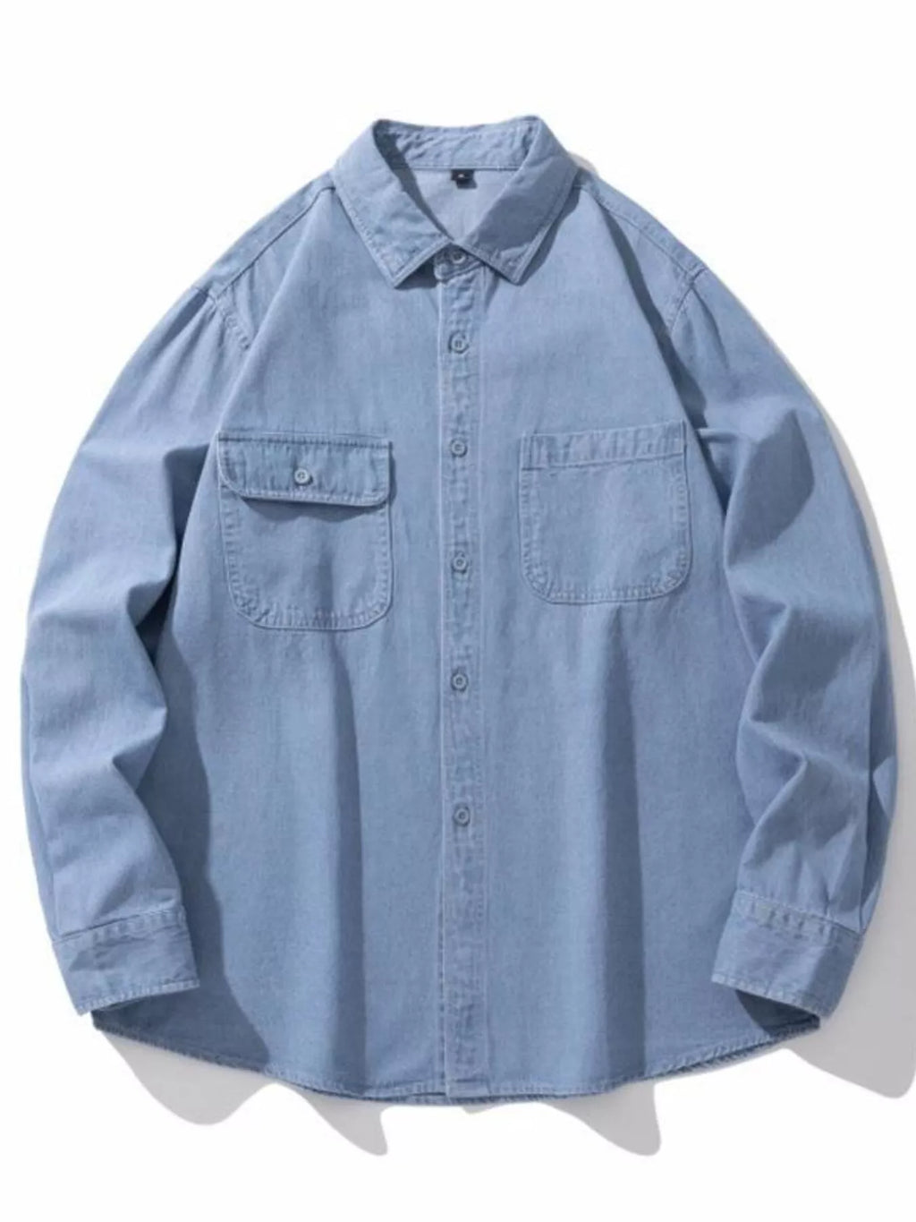 Men's Plus Size Button Up Long Sleeve Denim Shirt