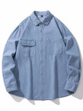 Men's Plus Size Button Up Long Sleeve Denim Shirt