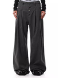 Men's Plus Size Wide Leg Striped Button-Front Pants