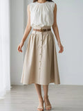 High-Waisted A-Line Midi Skirt