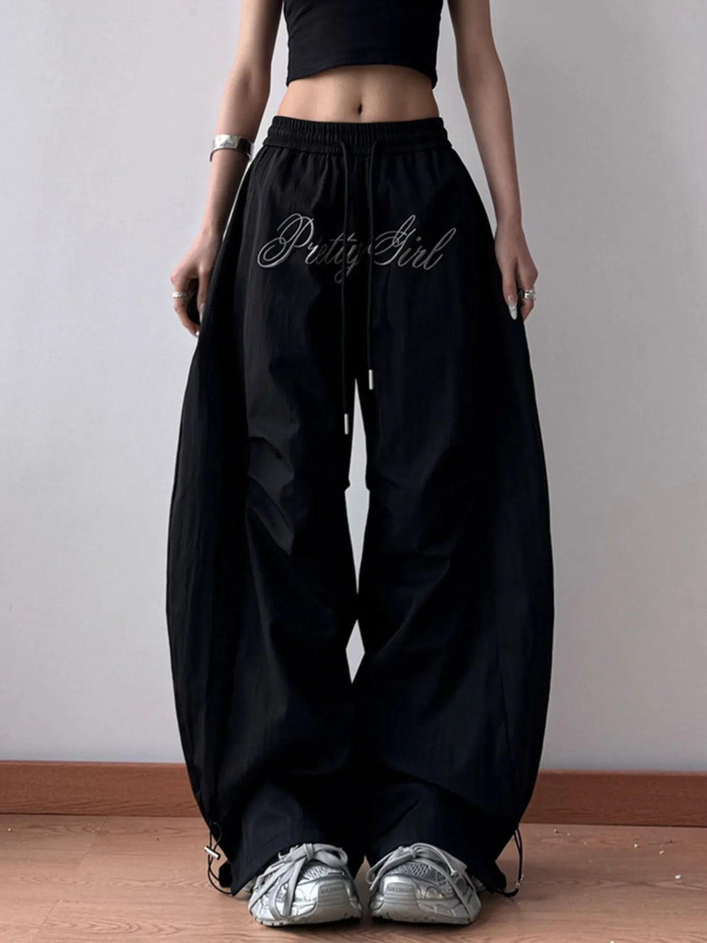 Drawstring Oversized Wide Leg Casual Pants