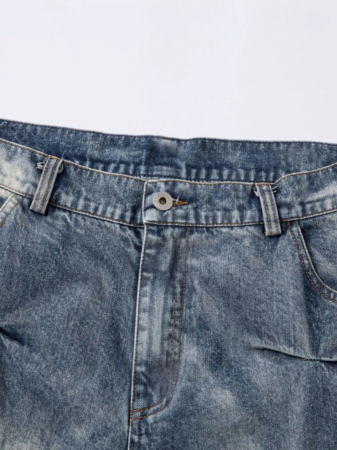 Men's Ruched Wide Leg Jeans