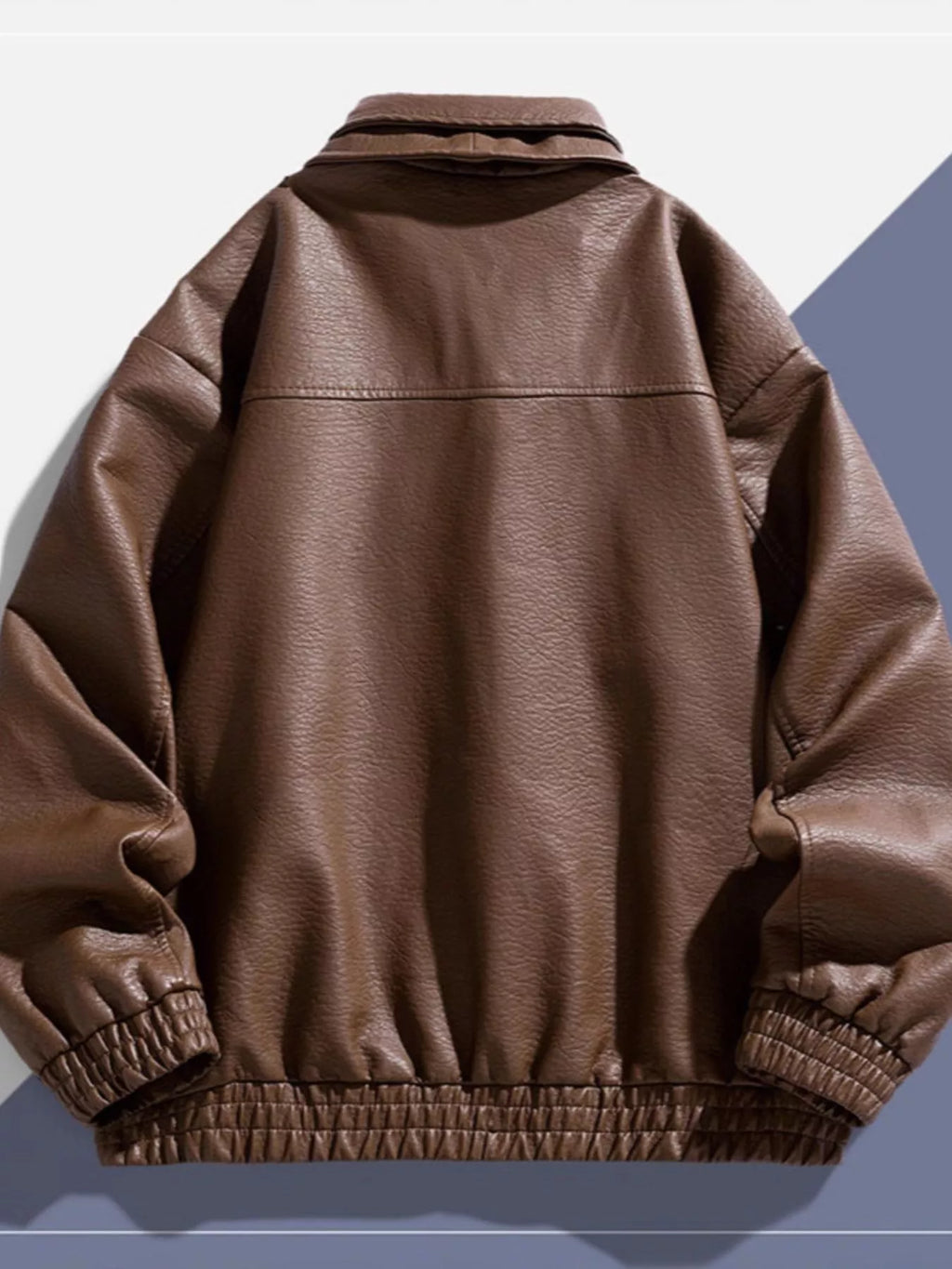 Men's Plus Size Faux Leather Bomber Jacket