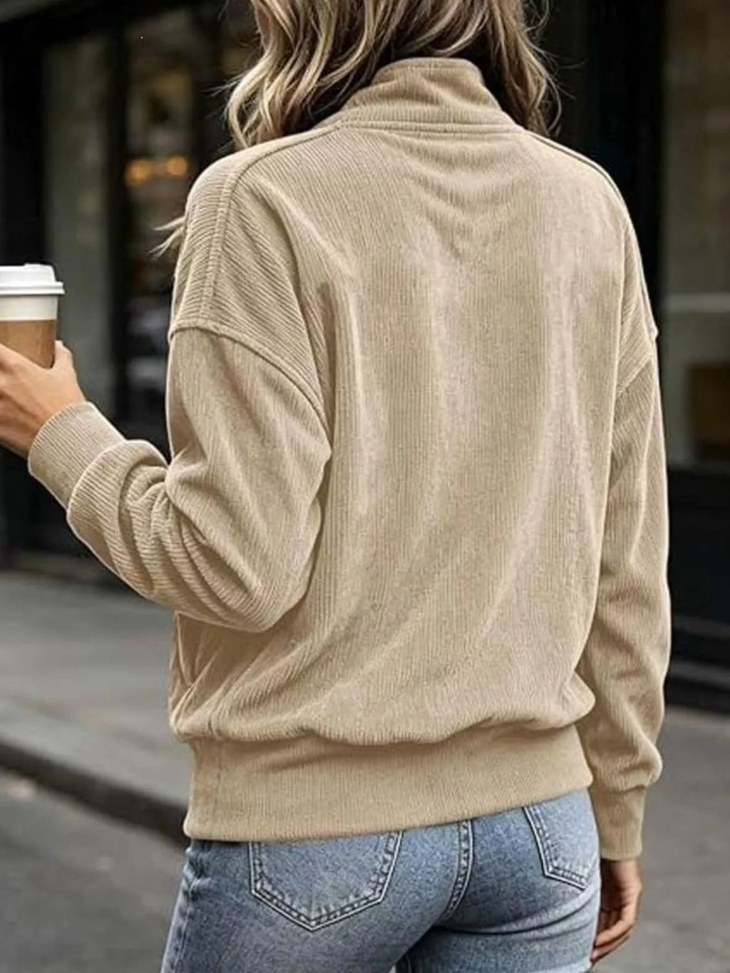 Full Size Quarter Snap Kangaroo Pocket Sweatshirt Plus Size