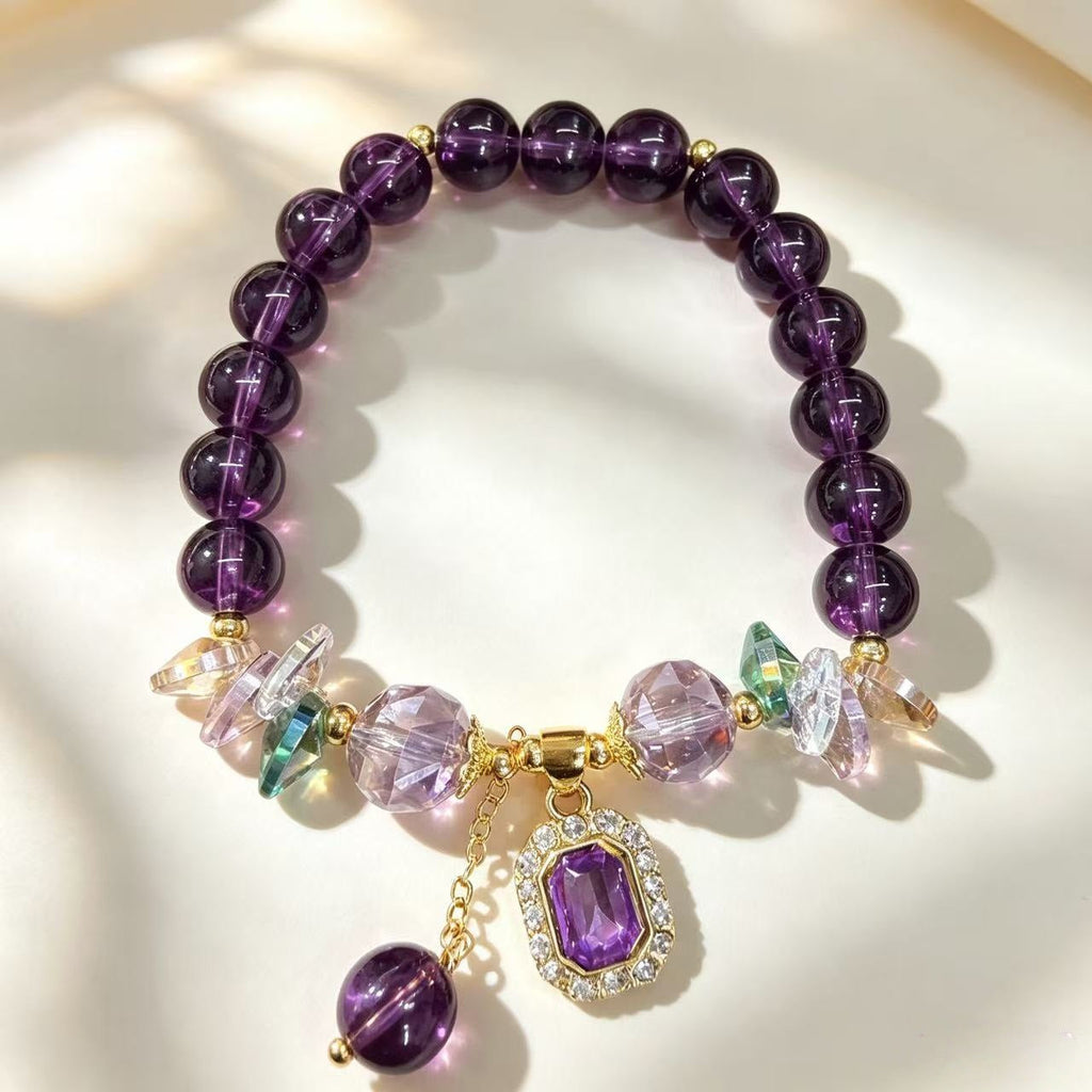 Zircon-inlaid Pendant Purple Crystal Bracelet