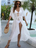 Swiss Dot Sheer Beach Cover-Up Maxi Dress