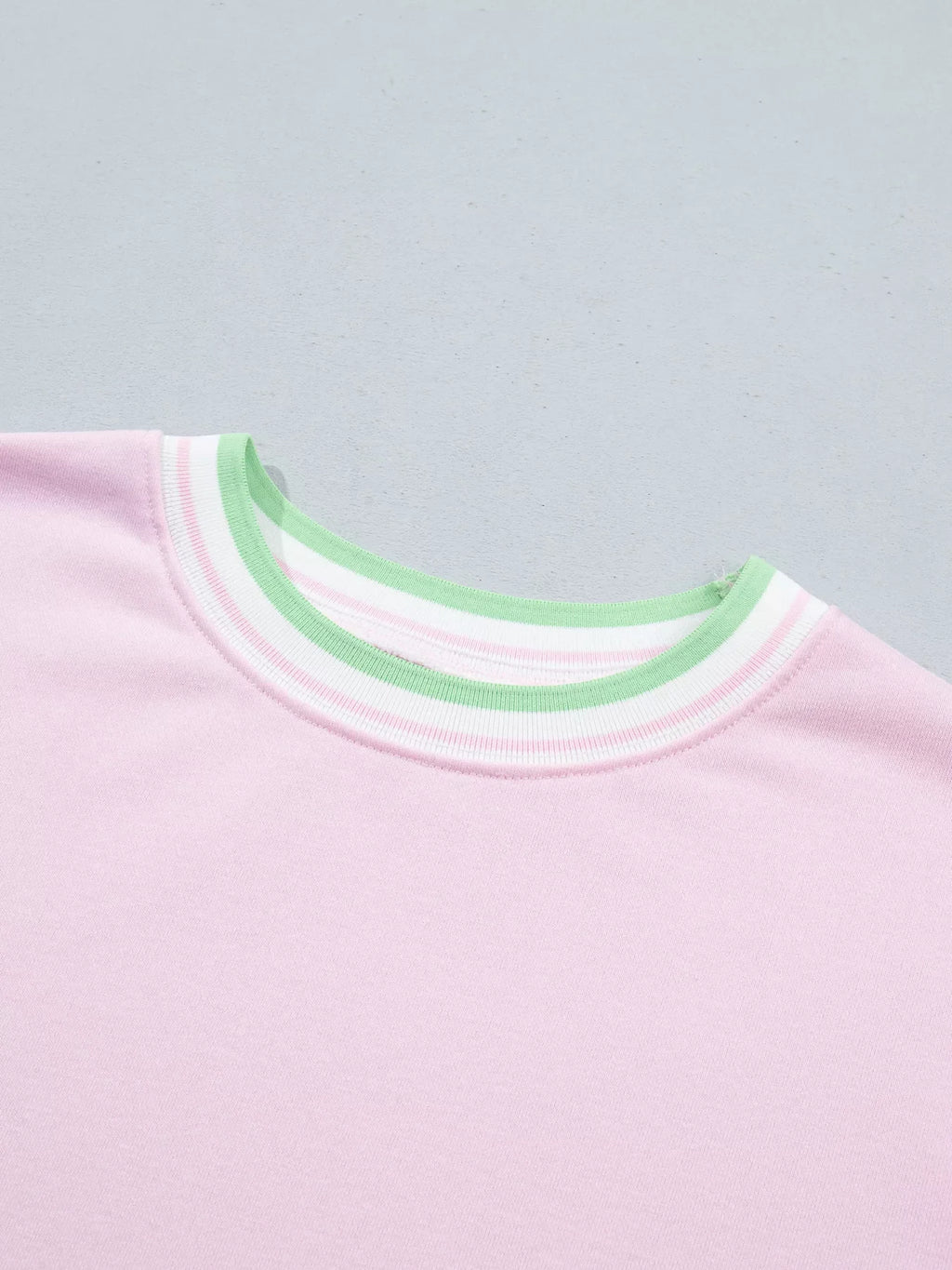 Contrast Striped Trim Baggy Pullover Sweatshirt