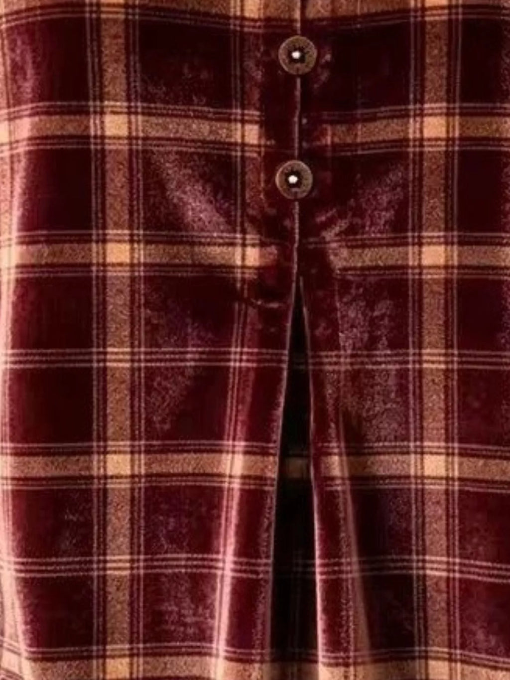 Full Size Plaid Velvet Flounce Sleeve Blouse Plus Size