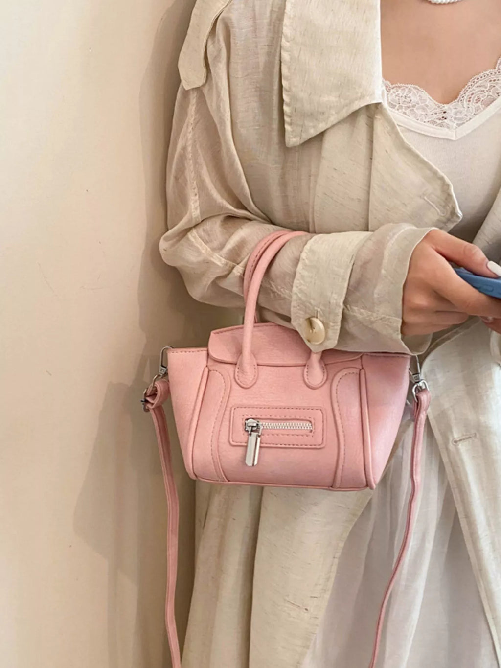 Top Handle PU Leather Crossbody Bag