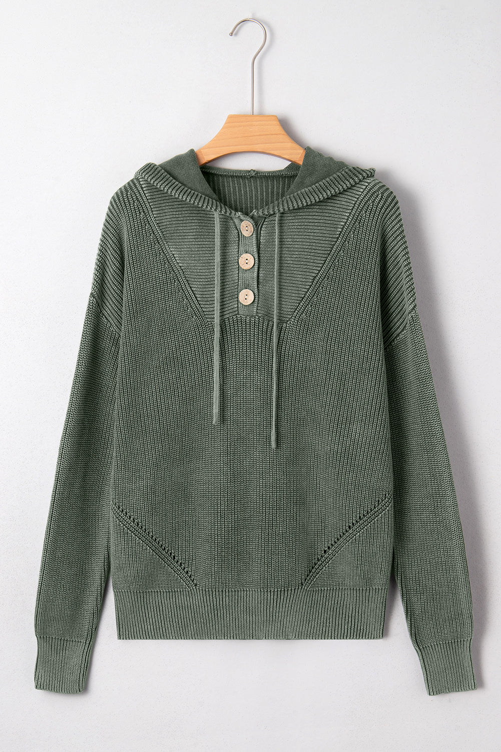 Maeve Mineral Wash Ribbed Knit Drawstring Hooded Sweater