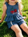 Children's Cherry Peplum Tank and Shorts Set
