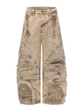 Men's Full Size Distressed Wash Wide-Leg Jeans Plus Size
