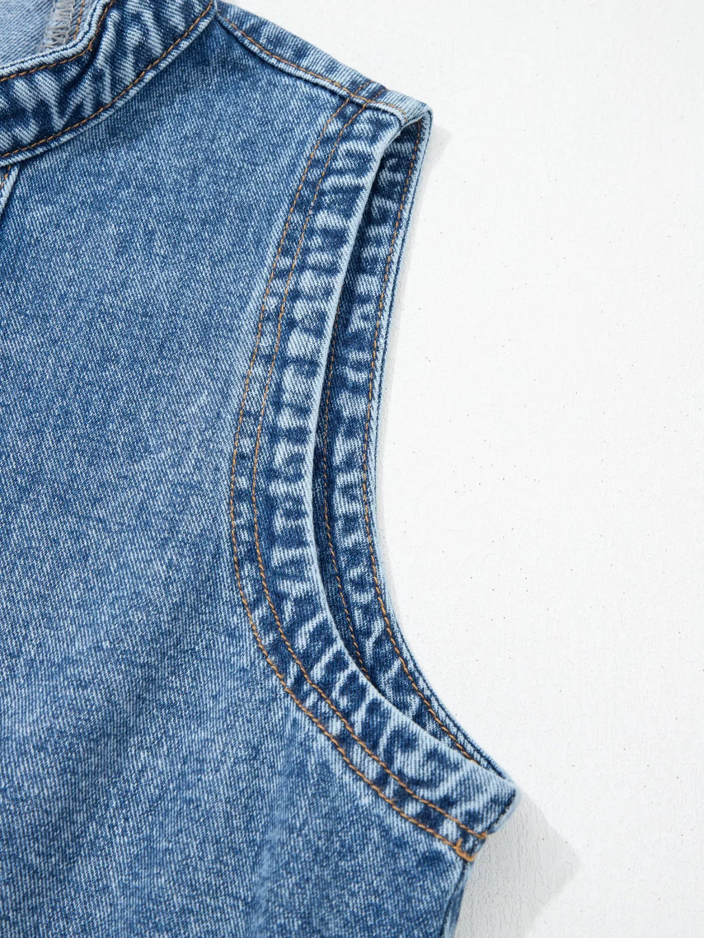 Western Belt Button Down Sleeveless Denim Short Dress