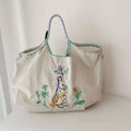 Embroidered Lightweight Tote Handbag