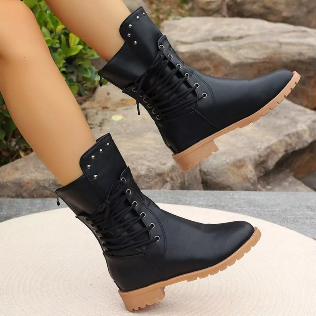 Studded Lace-Up Boots