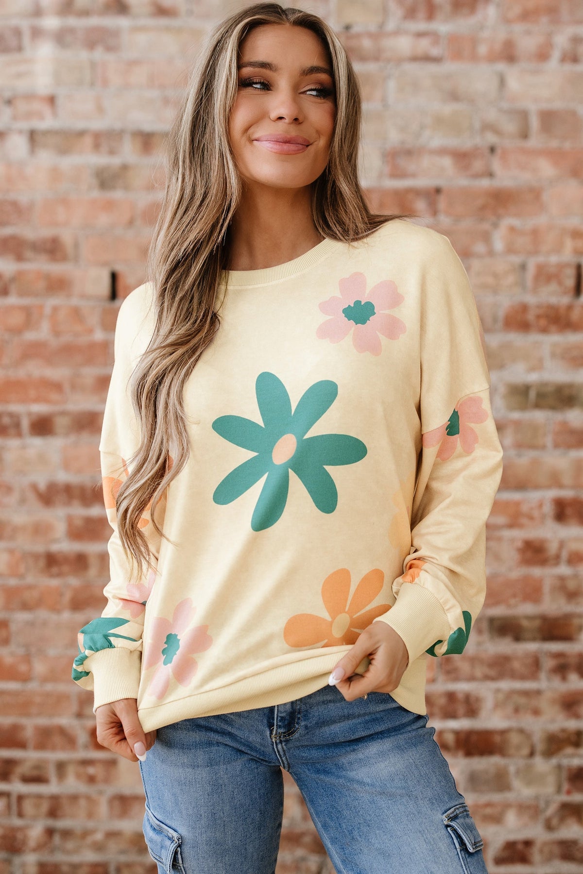 Floral Mineral Wash French Terry Sweatshirt