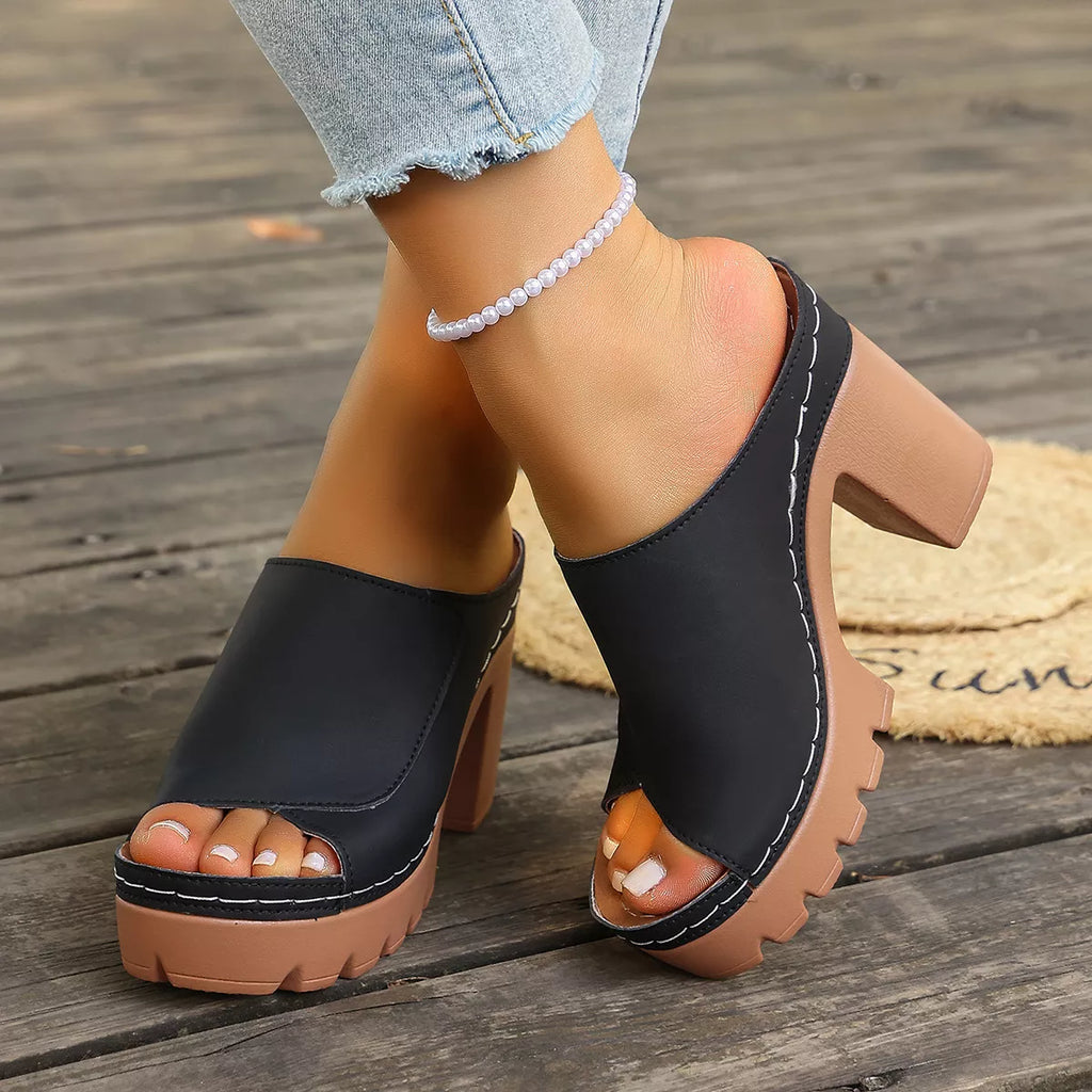 Peep Toe Block Heels Sandals
