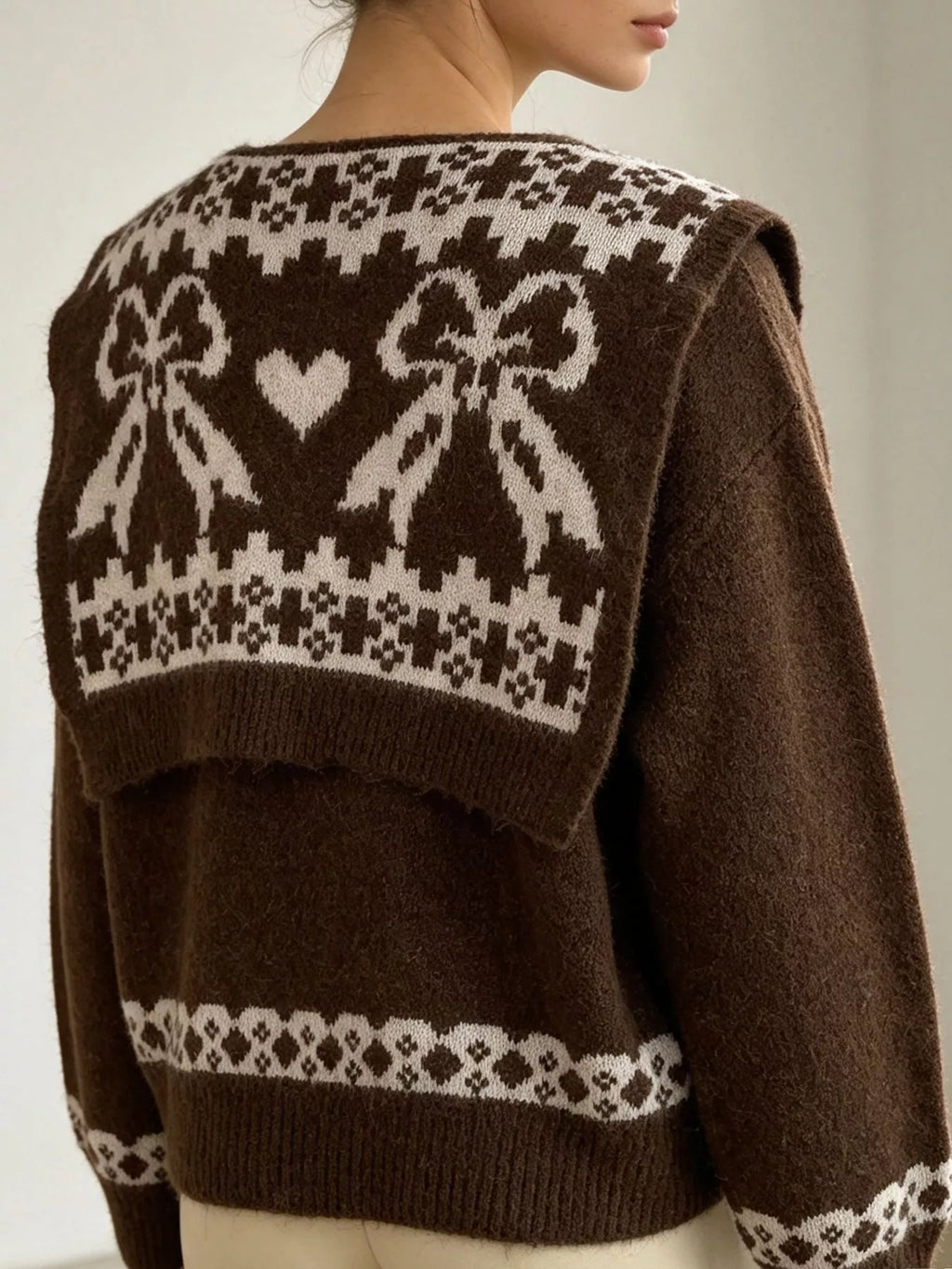 Scarf Detail Dropped Shoulder Sweater