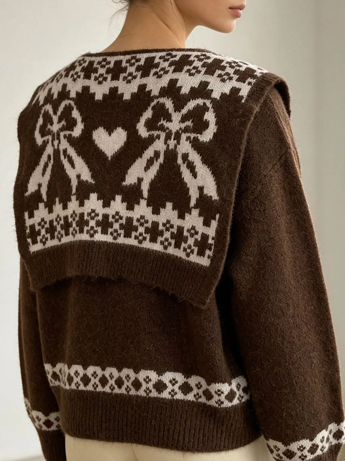 Scarf Detail Dropped Shoulder Sweater