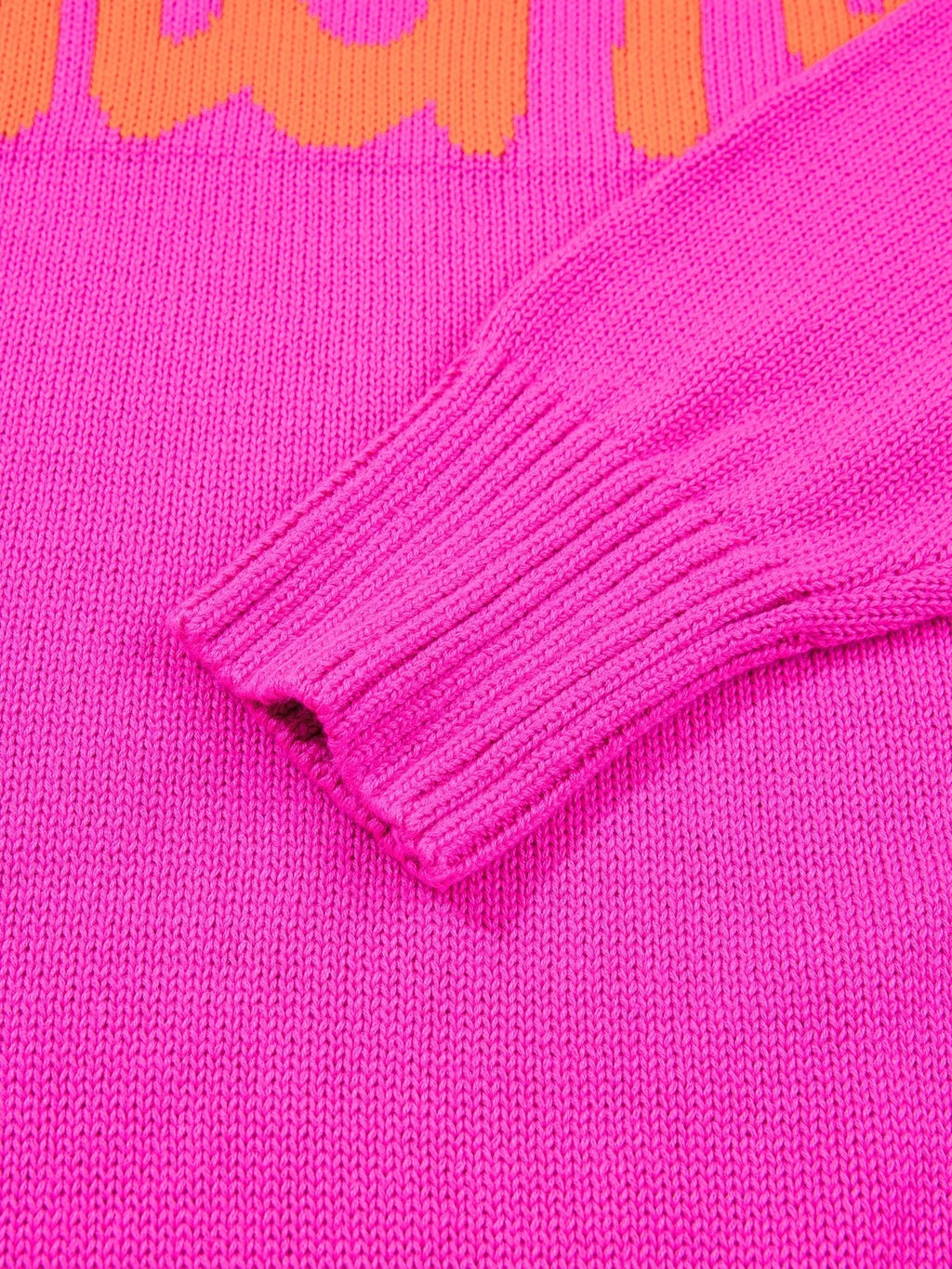 Merry Print Ribbed Trim Round Neck Loose Fit Sweater
