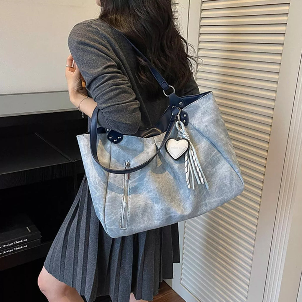 Ruched PU Leather Shoulder Bag