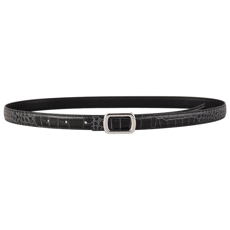 Crocodile Embossed Leather Belt